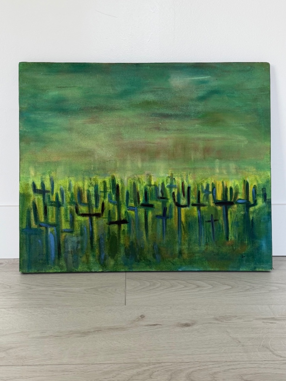 Cactus Art-Vintage Original Acrylic Painting - Southwest Desert Wall Decor